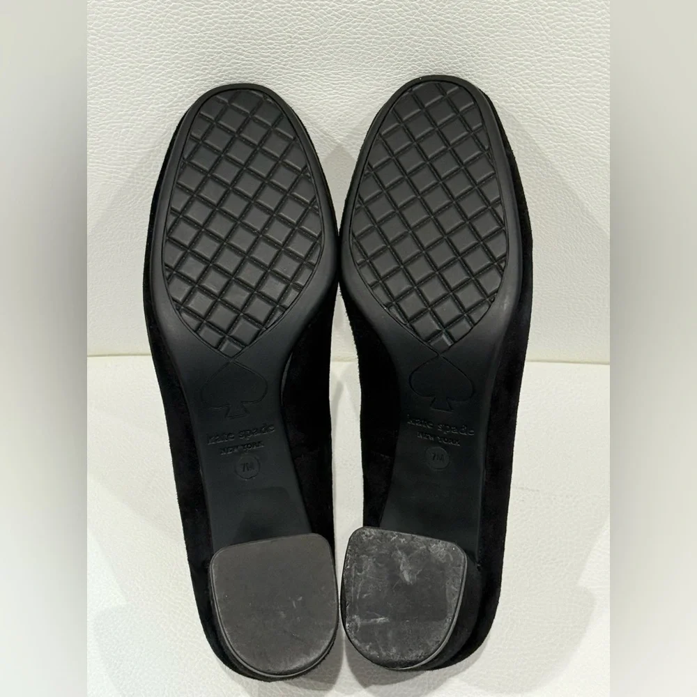 Kate Spade New York Black Suede Beverly Pump Block Heel Size 7